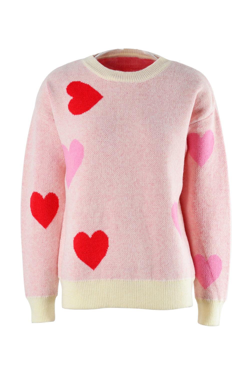 Angel Wings Heart Round Neck Droppped Shoulder Sweater - Clothes For Her Online Store