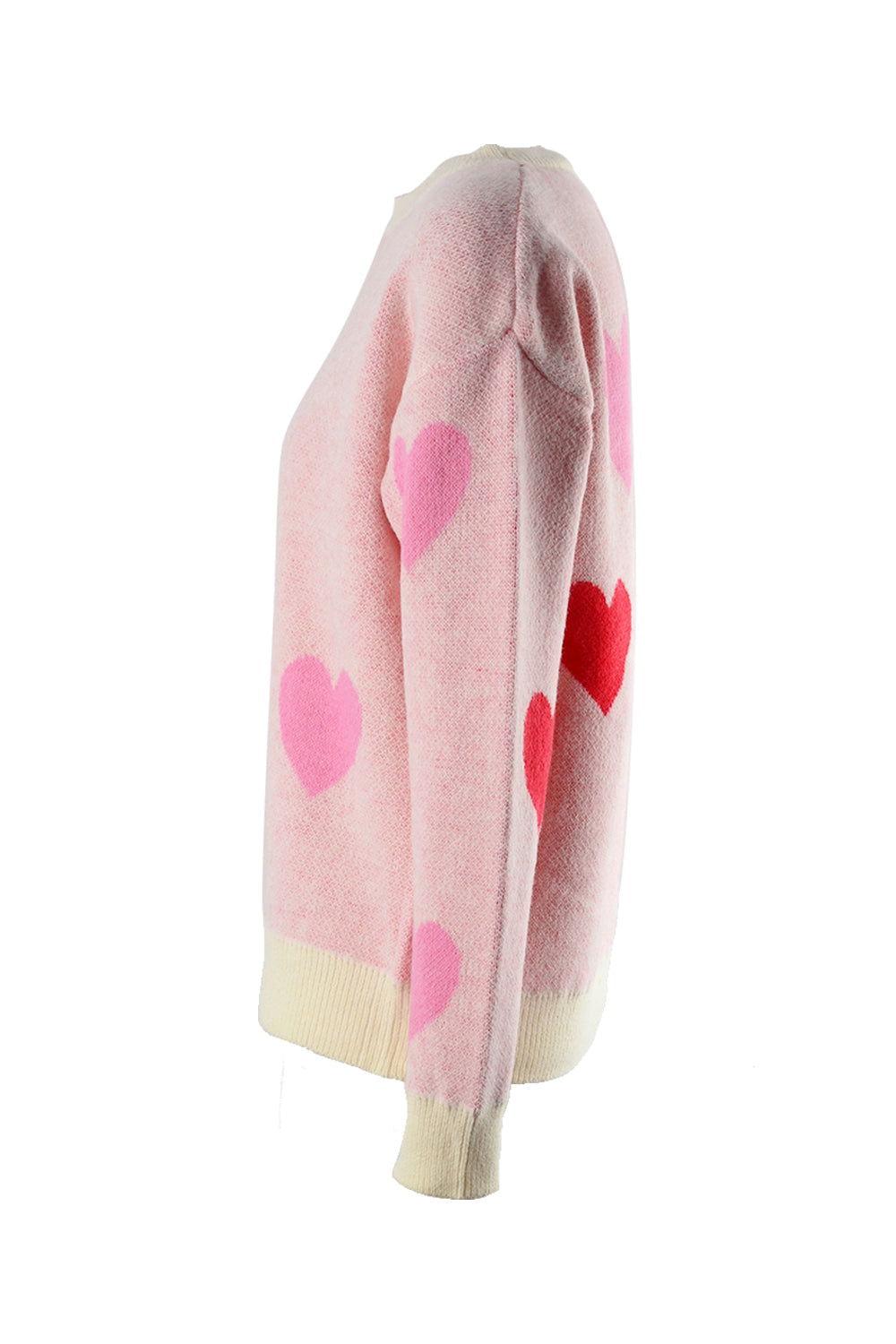 Angel Wings Heart Round Neck Droppped Shoulder Sweater - Clothes For Her Online Store
