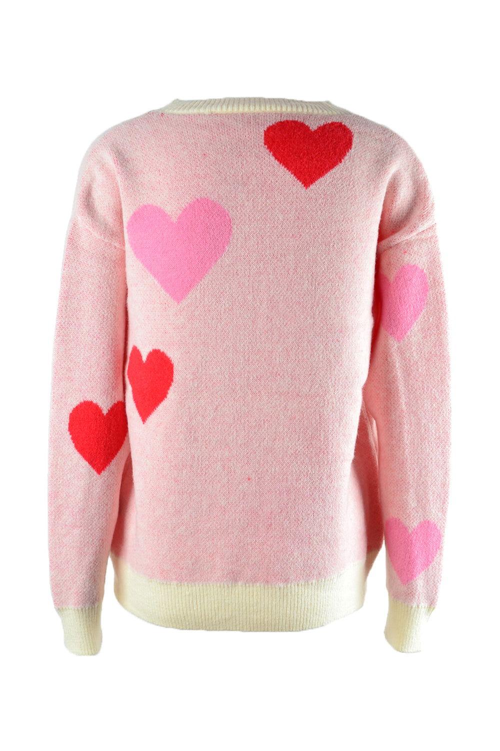 Angel Wings Heart Round Neck Droppped Shoulder Sweater - Clothes For Her Online Store