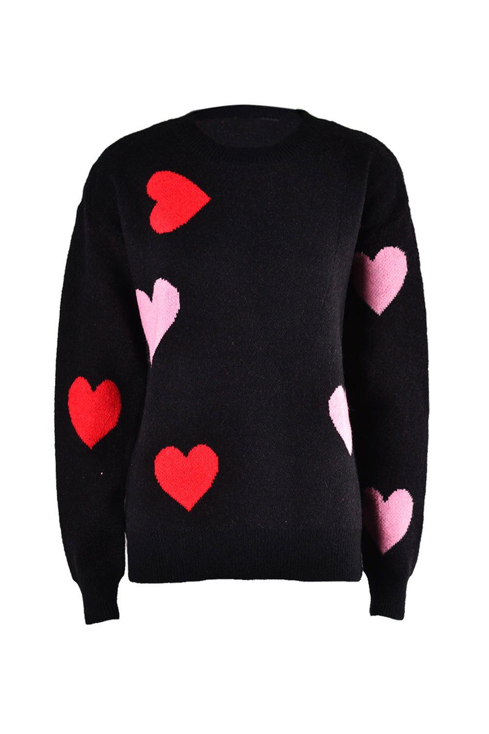 Angel Wings Heart Round Neck Droppped Shoulder Sweater - Clothes For Her Online Store