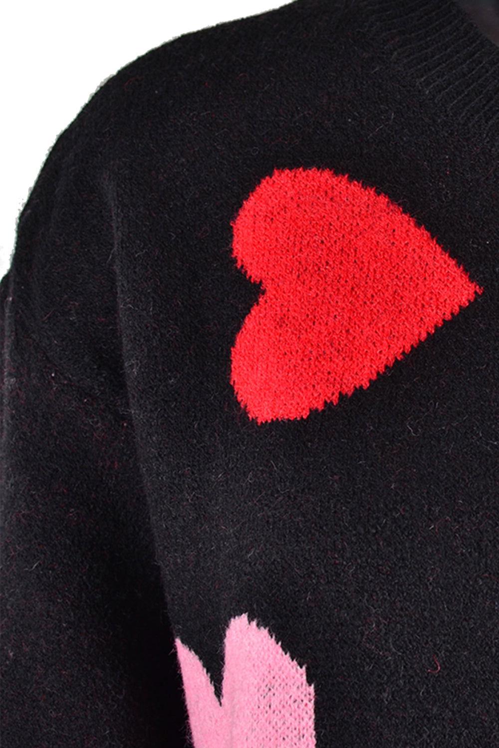 Angel Wings Heart Round Neck Droppped Shoulder Sweater - Clothes For Her Online Store