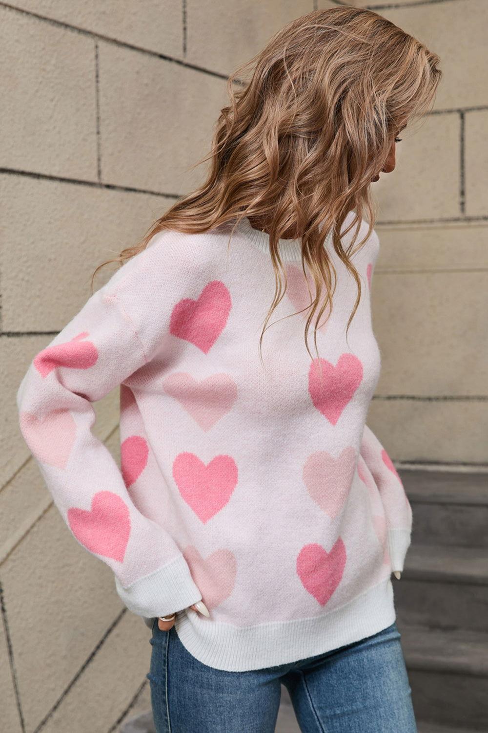 Angel Wings Heart Round Neck Long Sleeve Sweater - Clothes For Her Online Store