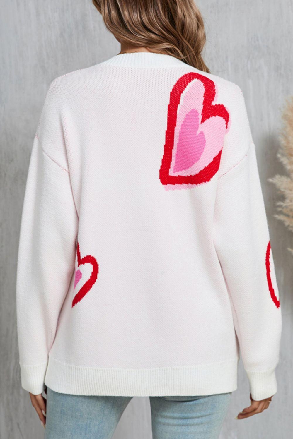 Angel Wings Heart Round Neck Long Sleeve Sweater - Clothes For Her Online Store