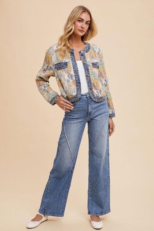 Annie Wear Decorative Seams Wide Leg Jeans - Clothes For Her Online Store