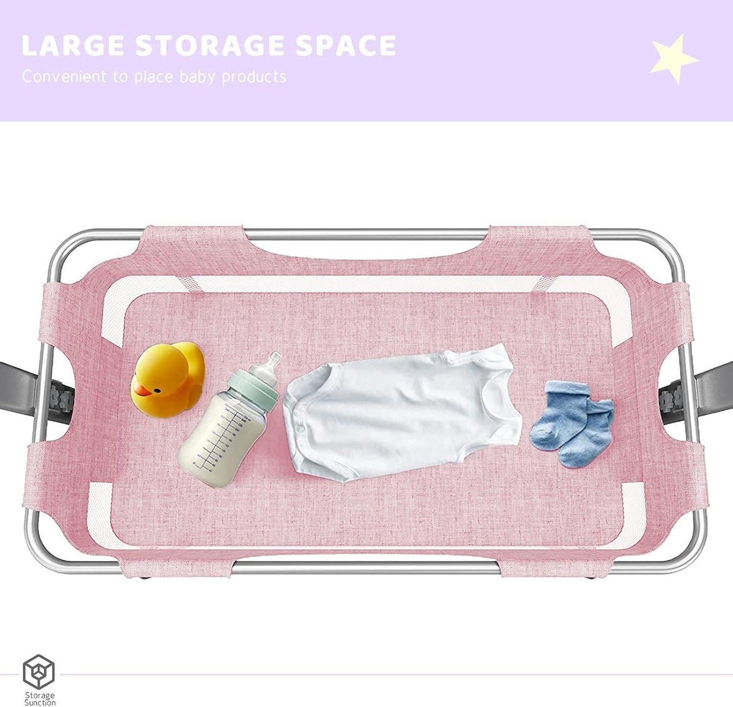 Baby Bassinet Bedside Sleeper 3 in 1 Bedside Crib, Adjustable Portable Bed for Infant/Baby/Newborn,with Mosquito Nets, Large Storage Bag, Comfortable Mattresses, Lockable Wheels - Clothes For Her Online Store