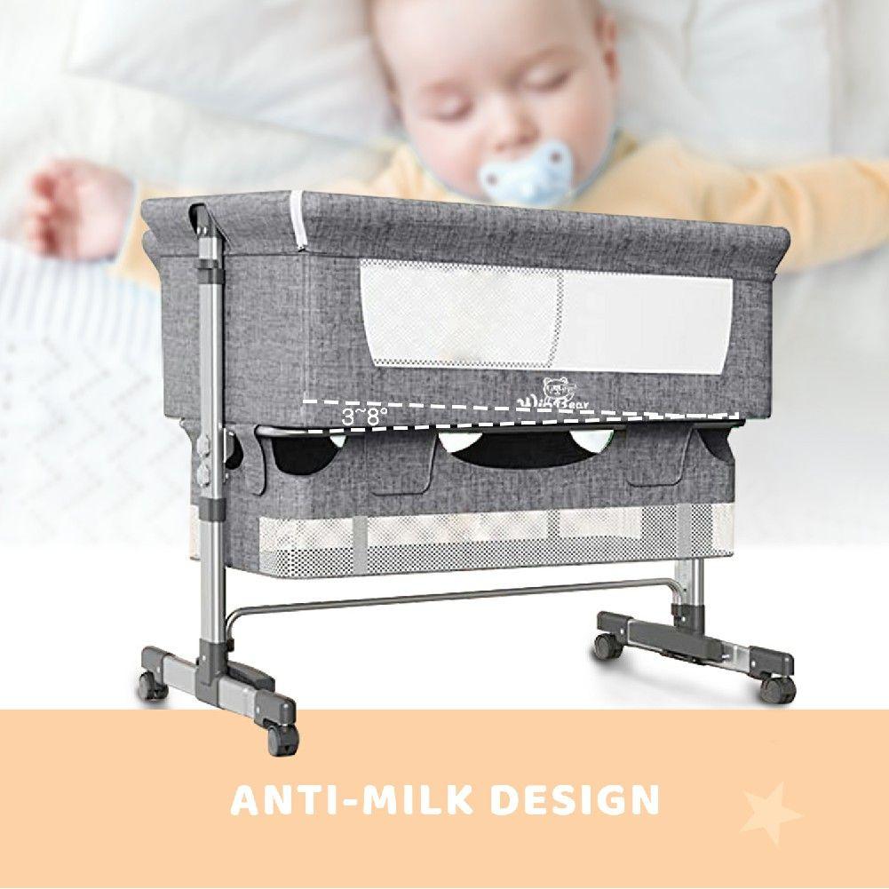 Baby Bassinet, Bedside Sleeper,Foldable Baby Bed to Bed, Adjustable Portable Bed for Infant/Baby/Newborn,with Mosquito Nets, Large Storage Bag, Comfortable Mattresses, Lockable Wheels - Clothes For Her Online Store