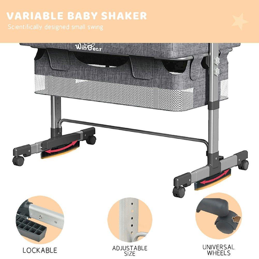 Baby Bassinet, Bedside Sleeper,Foldable Baby Bed to Bed, Adjustable Portable Bed for Infant/Baby/Newborn,with Mosquito Nets, Large Storage Bag, Comfortable Mattresses, Lockable Wheels - Clothes For Her Online Store