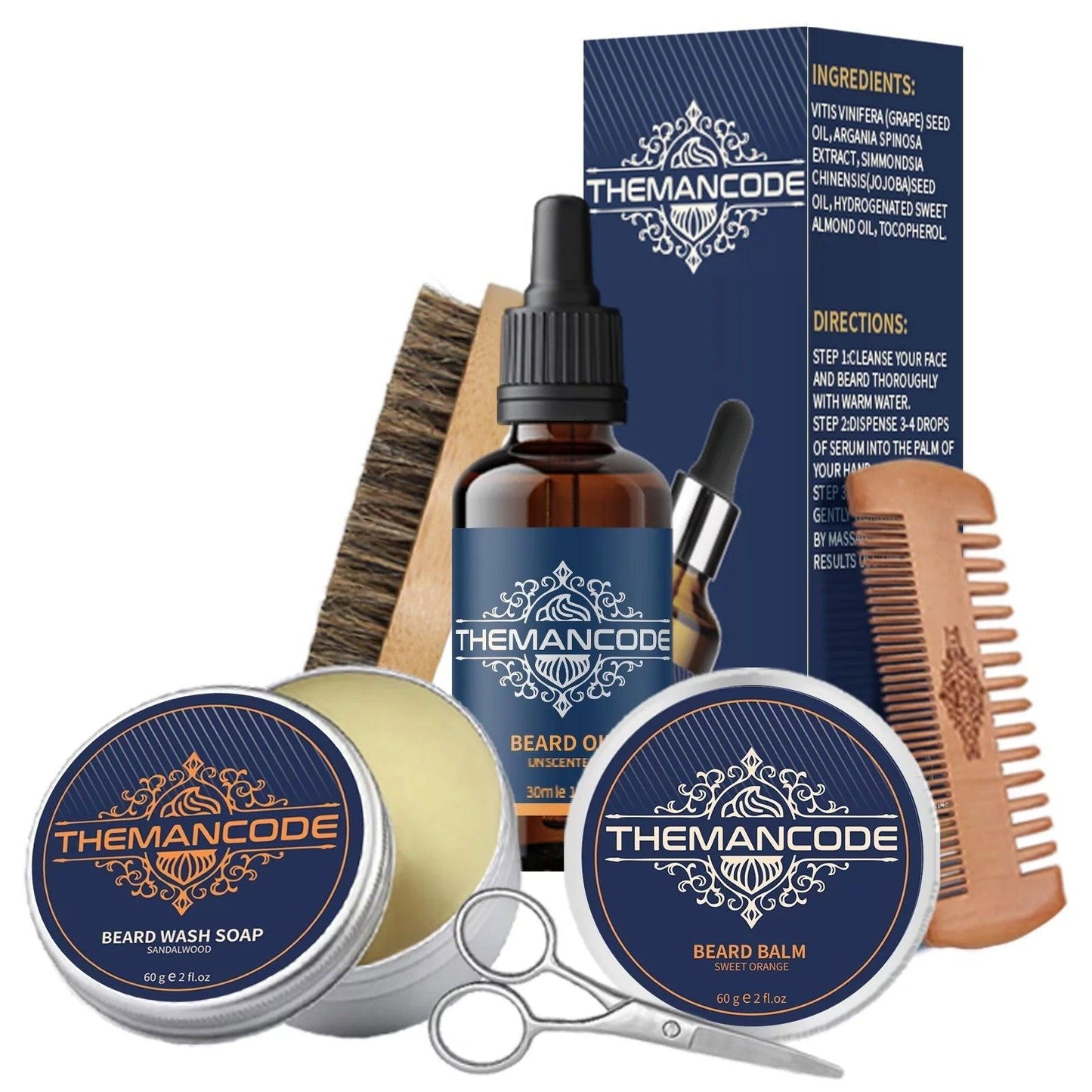 Beard Grooming Kit Beard Oil Beard Wash Soap Beard Blam Beard Comb - Clothes For Her Online Store