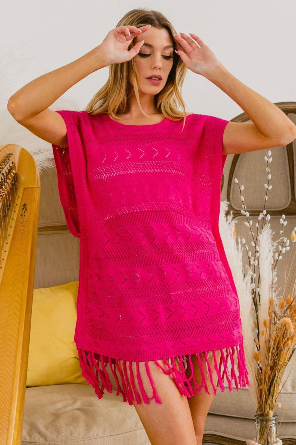 BiBi Fringed Hem Knit Top - Clothes For Her Online Store