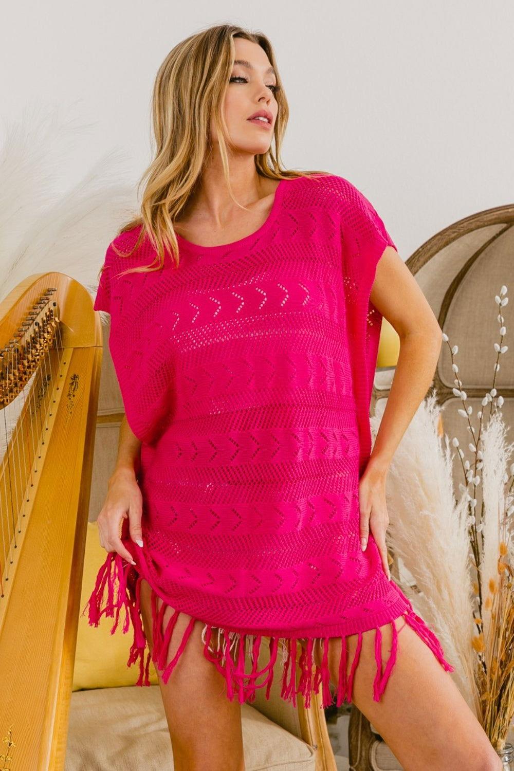 BiBi Fringed Hem Knit Top - Clothes For Her Online Store
