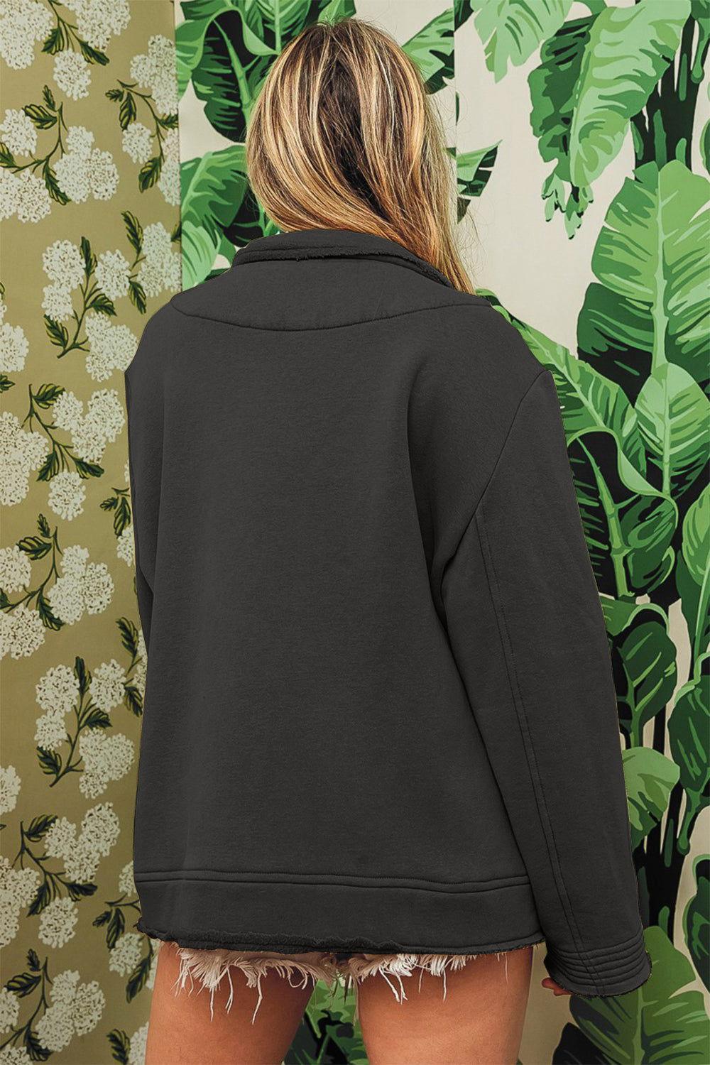 BiBi Single-Breasted Washed Fleece Jacket - Clothes For Her Online Store