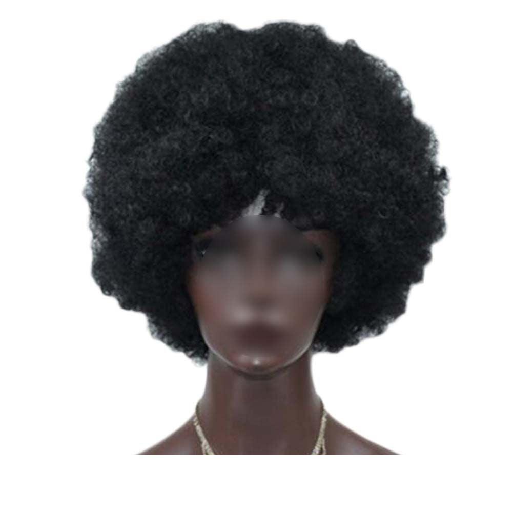 Black Short Afro Curly Hair Wigs Women Large Fluffy Synthetic Hair Short Full Wig for Party and Daily - Clothes For Her Online Store