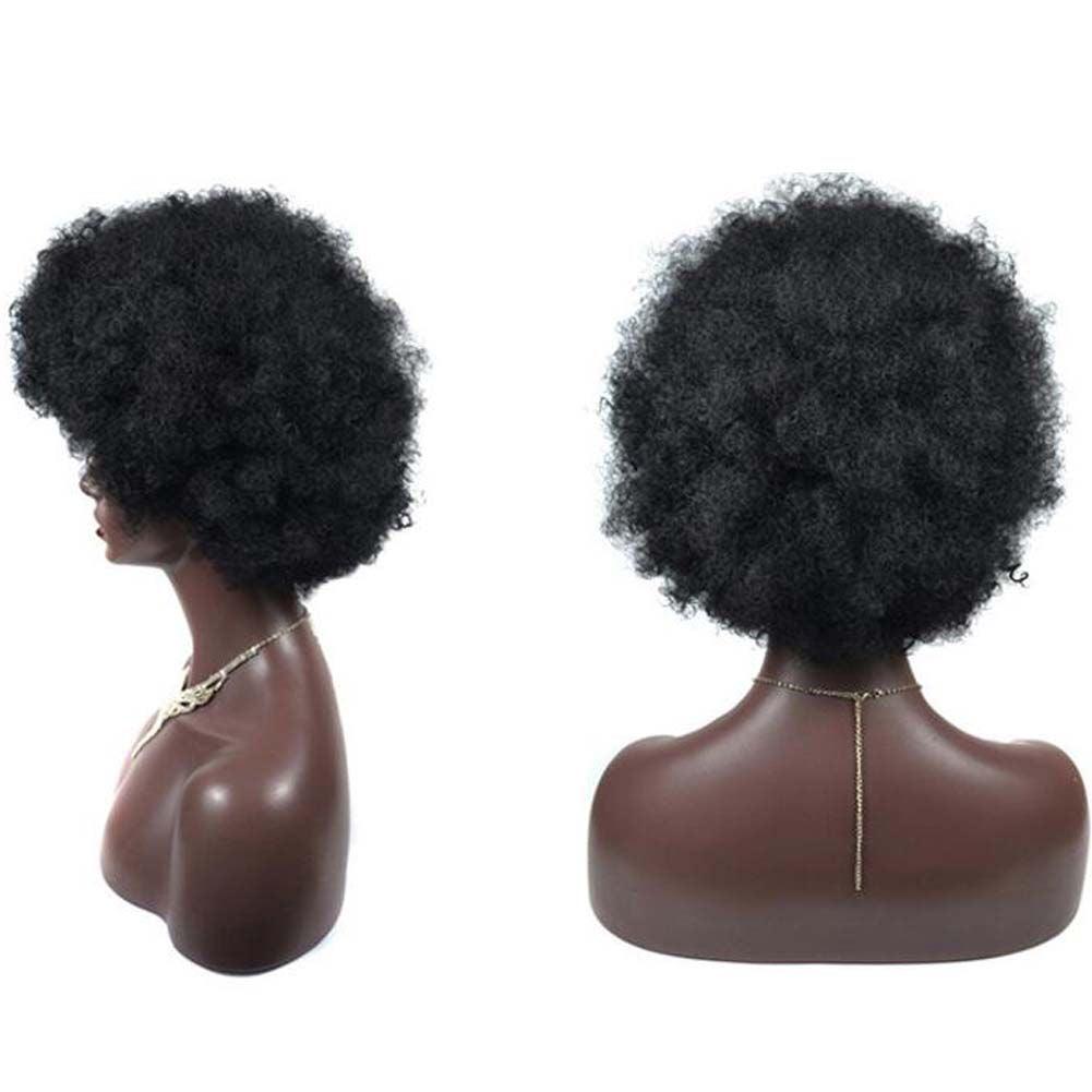 Black Short Afro Curly Hair Wigs Women Large Fluffy Synthetic Hair Short Full Wig for Party and Daily - Clothes For Her Online Store