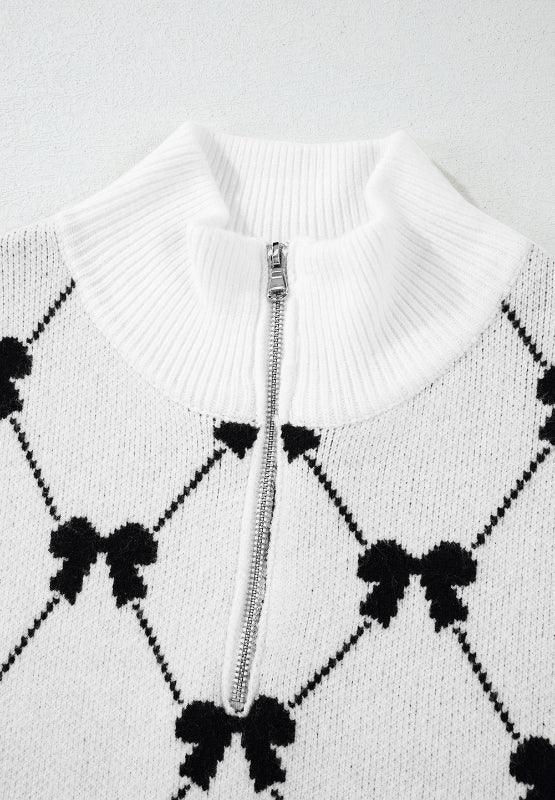Bow Half Zip Sweater Vest - Clothes For Her Online Store