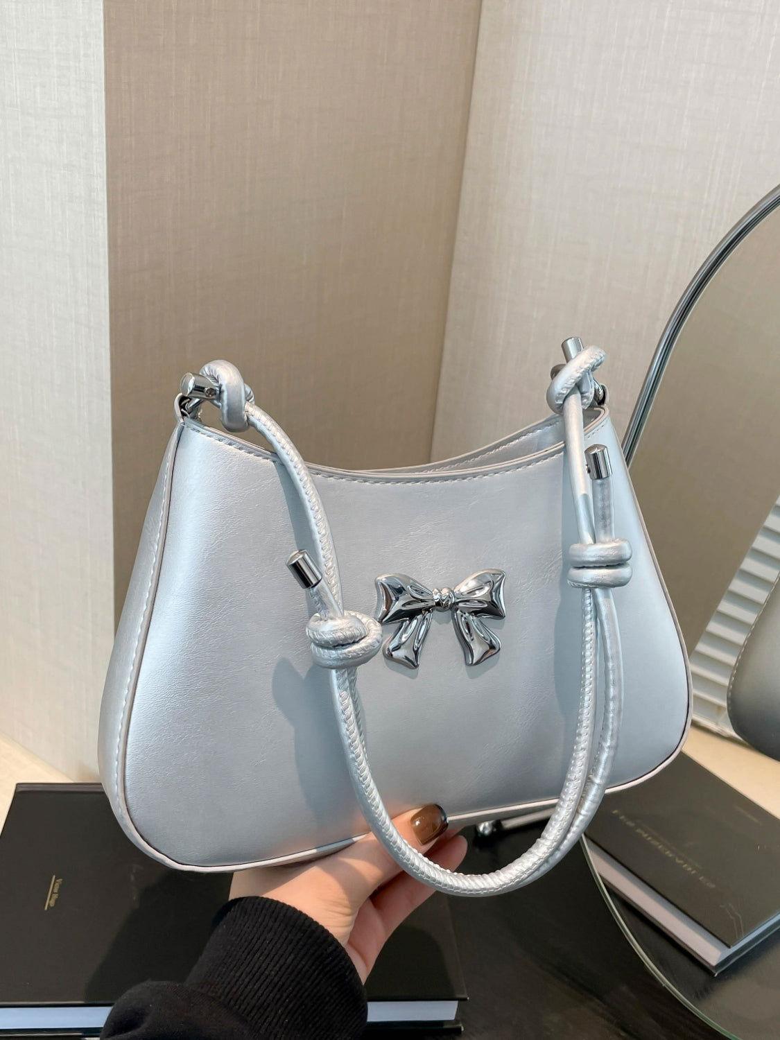 Bow PU Leather Knotted Strap Handbag - Clothes For Her Online Store