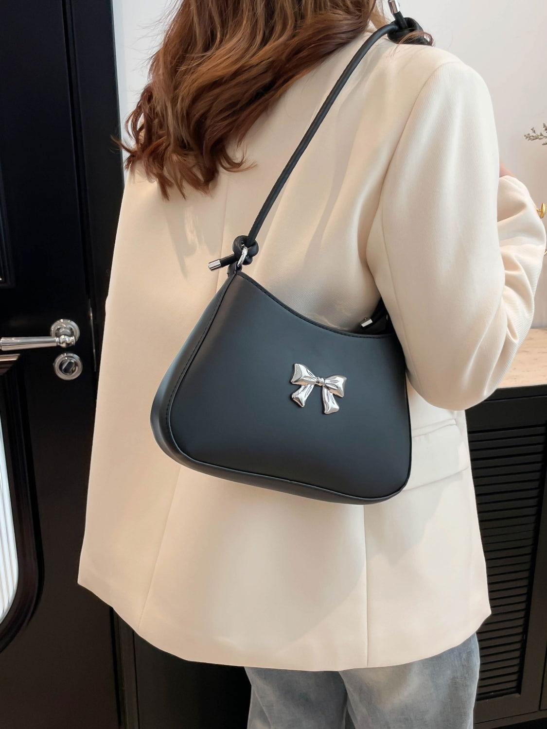 Bow PU Leather Knotted Strap Handbag - Clothes For Her Online Store