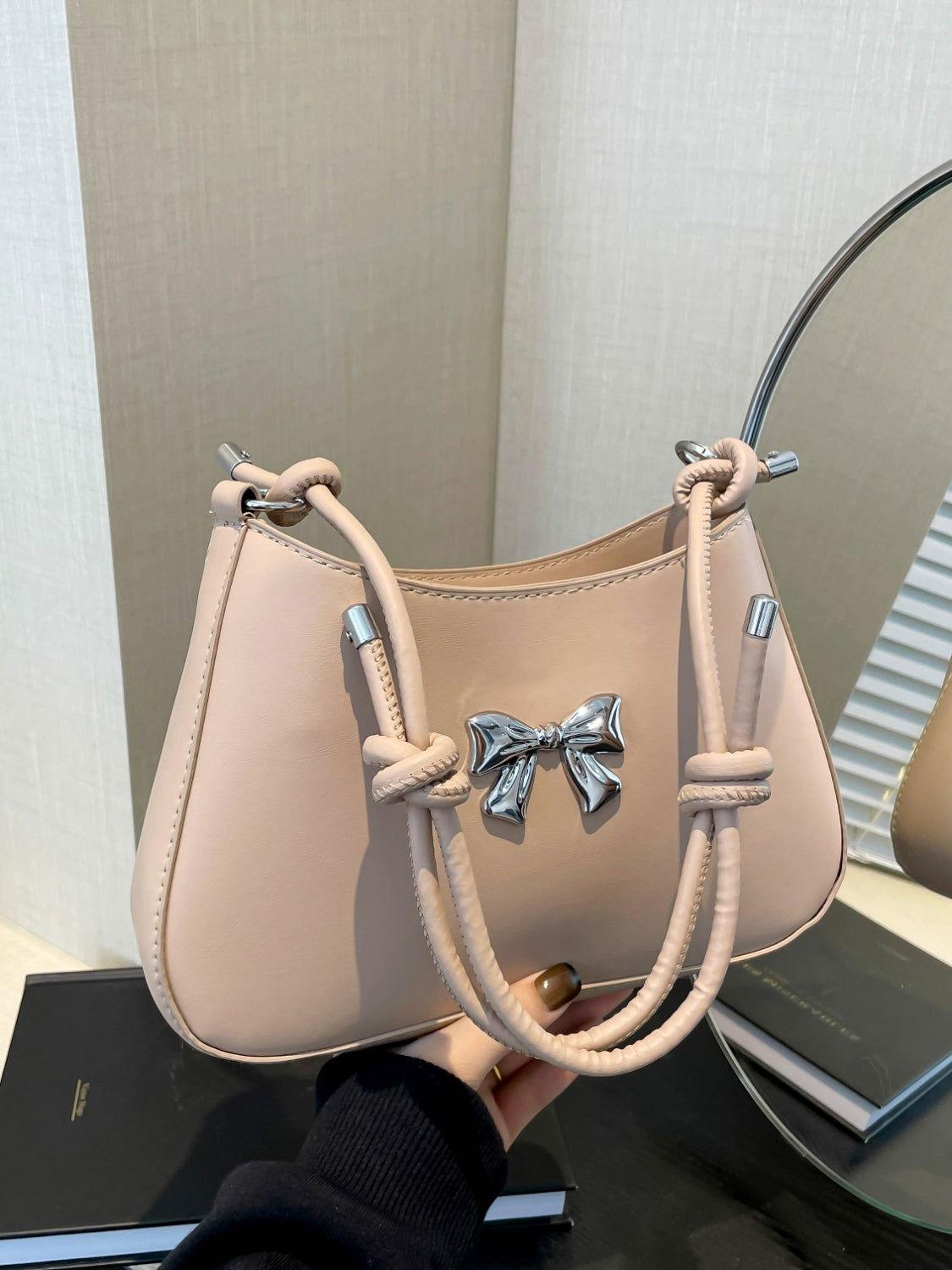 Bow PU Leather Knotted Strap Handbag - Clothes For Her Online Store