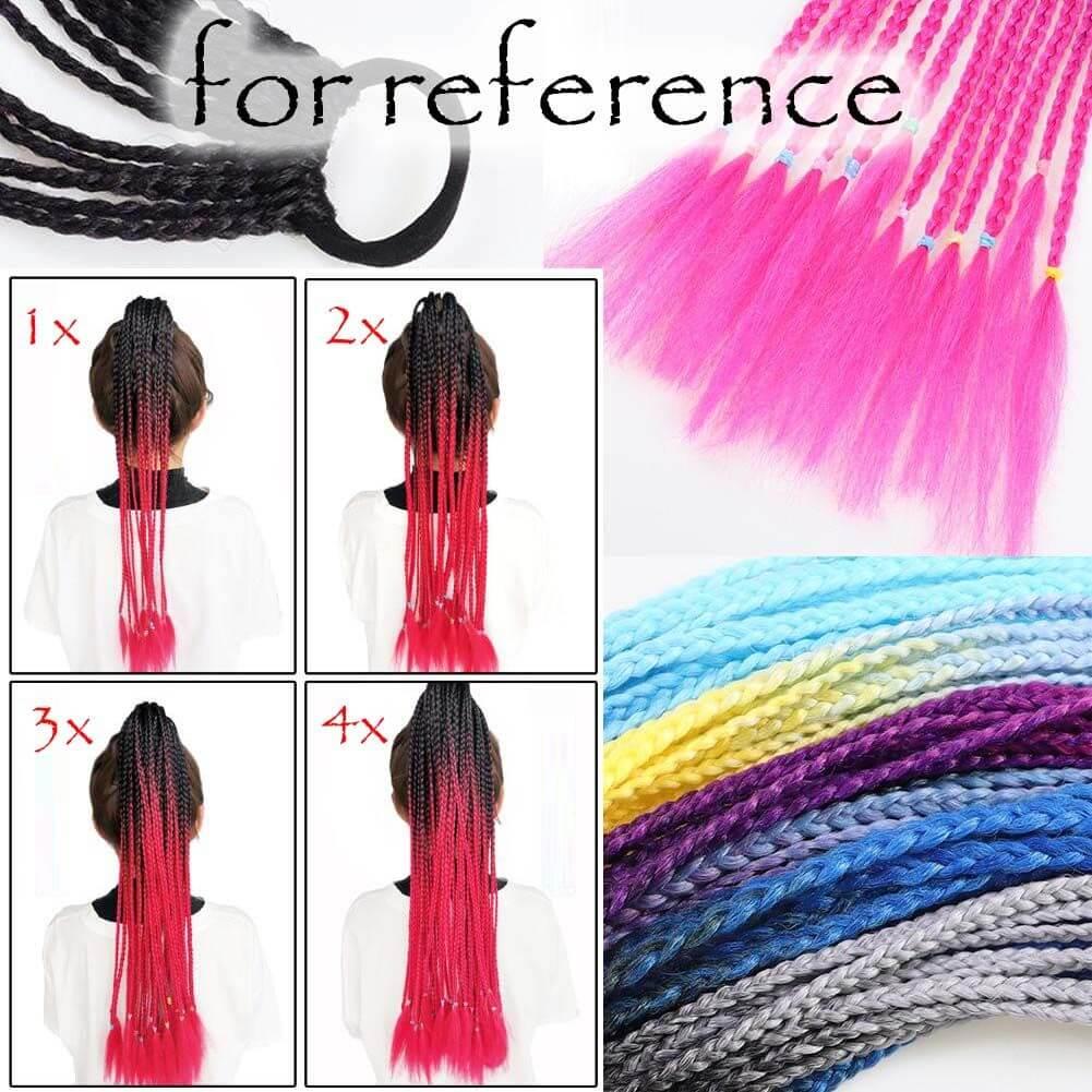 Braid Ponytail Wig Hair Extensions Pigtail Braid Nightclub Party Gradient Color Braid Hair Ring Hairpieces,Black to Grey Halloween Dress Up Cosplay - Clothes For Her Online Store