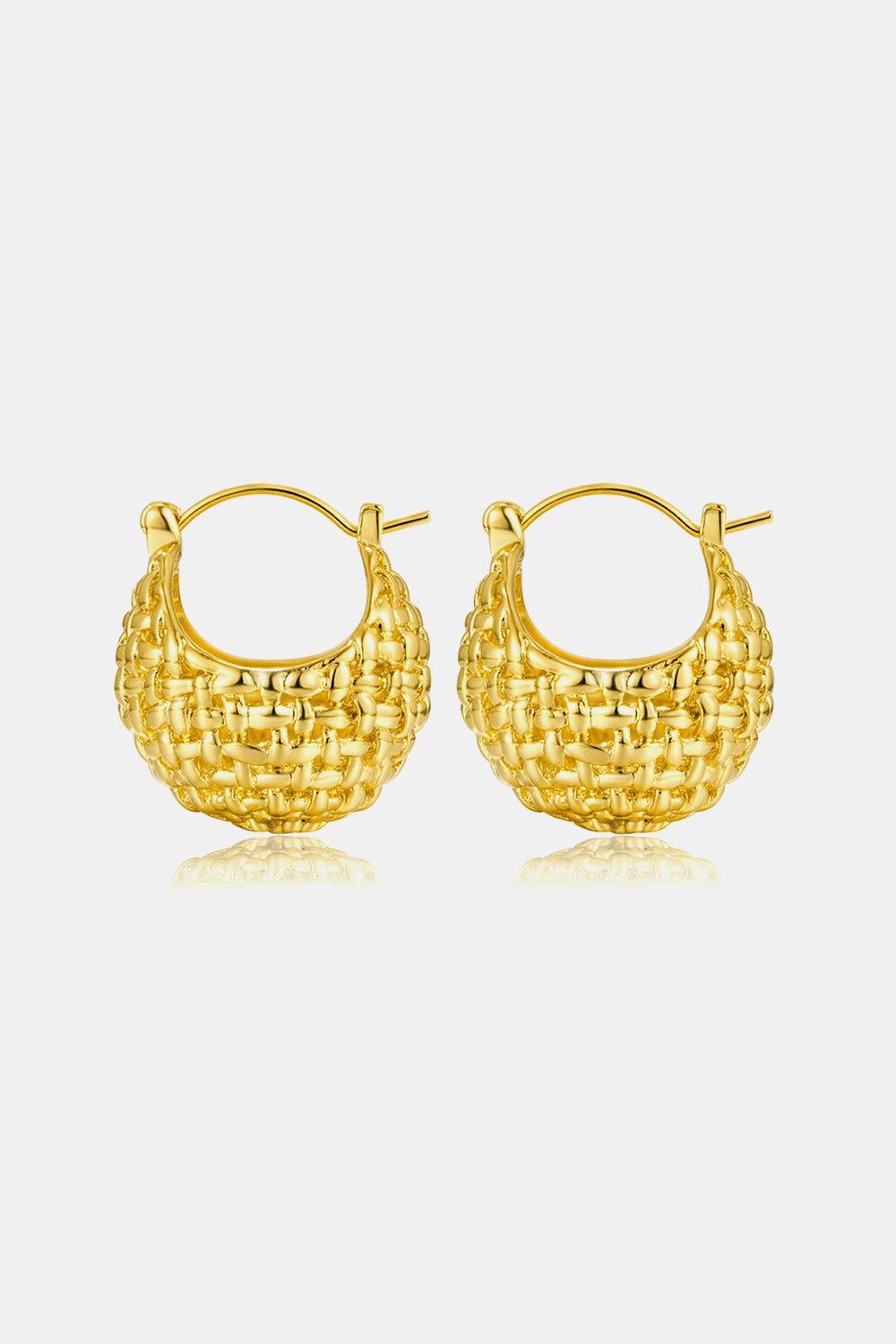 Braided Basket Metal Hoop Earrings - Clothes For Her Online Store