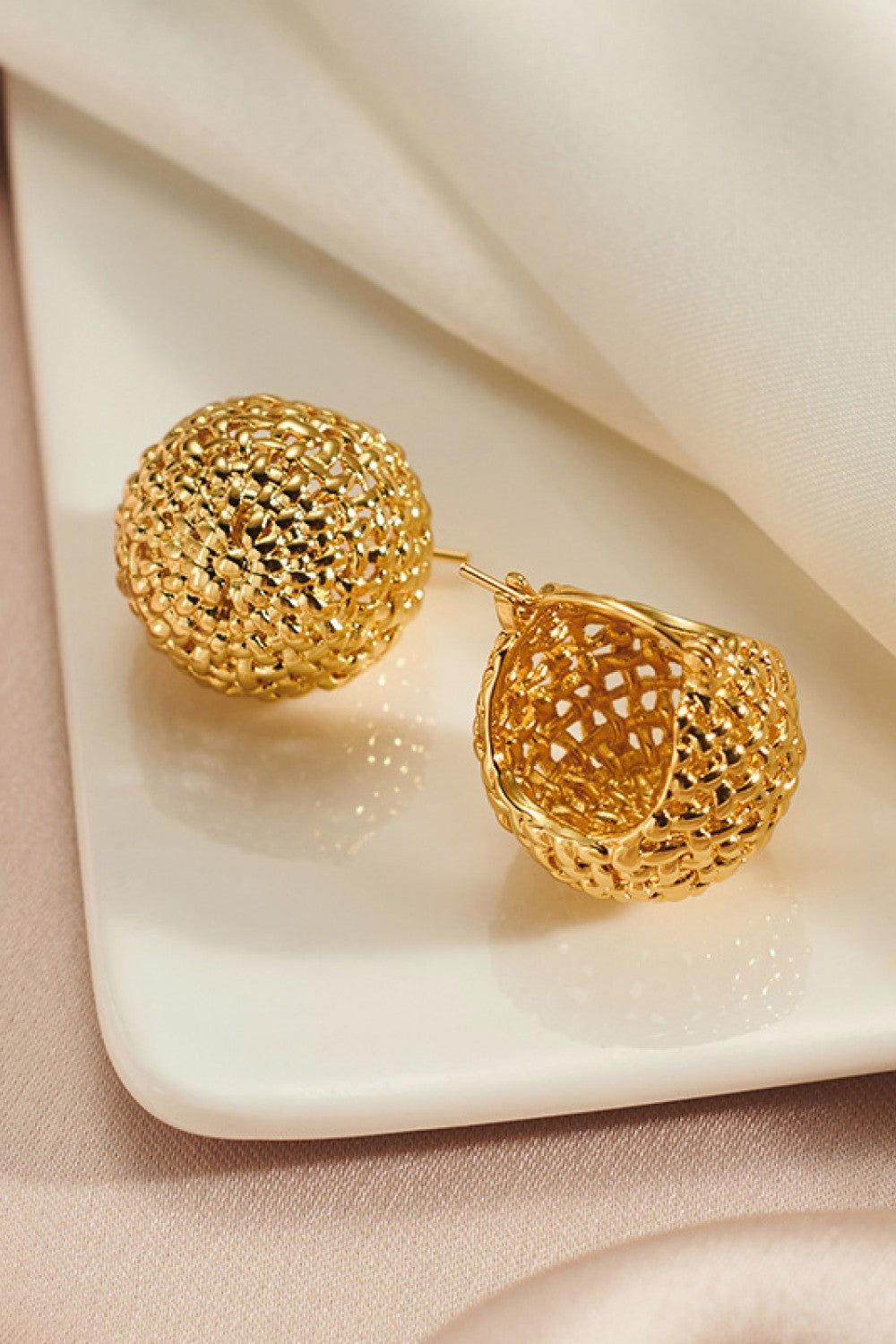 Braided Basket Metal Hoop Earrings - Clothes For Her Online Store