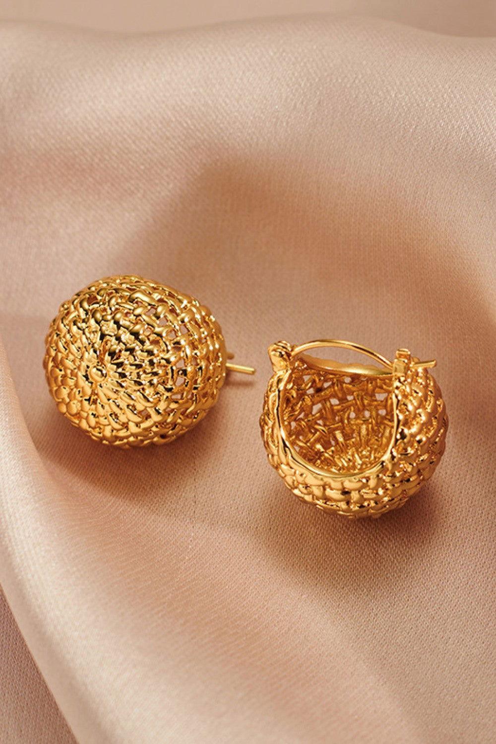 Braided Basket Metal Hoop Earrings - Clothes For Her Online Store