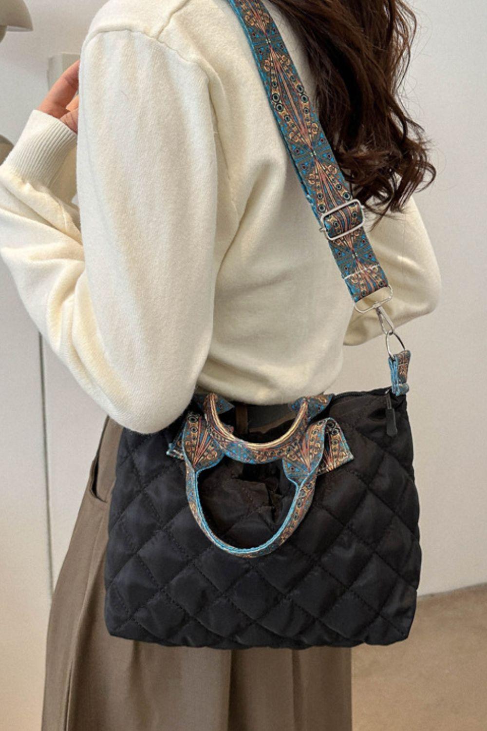 Bubble Textured Printed Strap Handbag - Clothes For Her Online Store