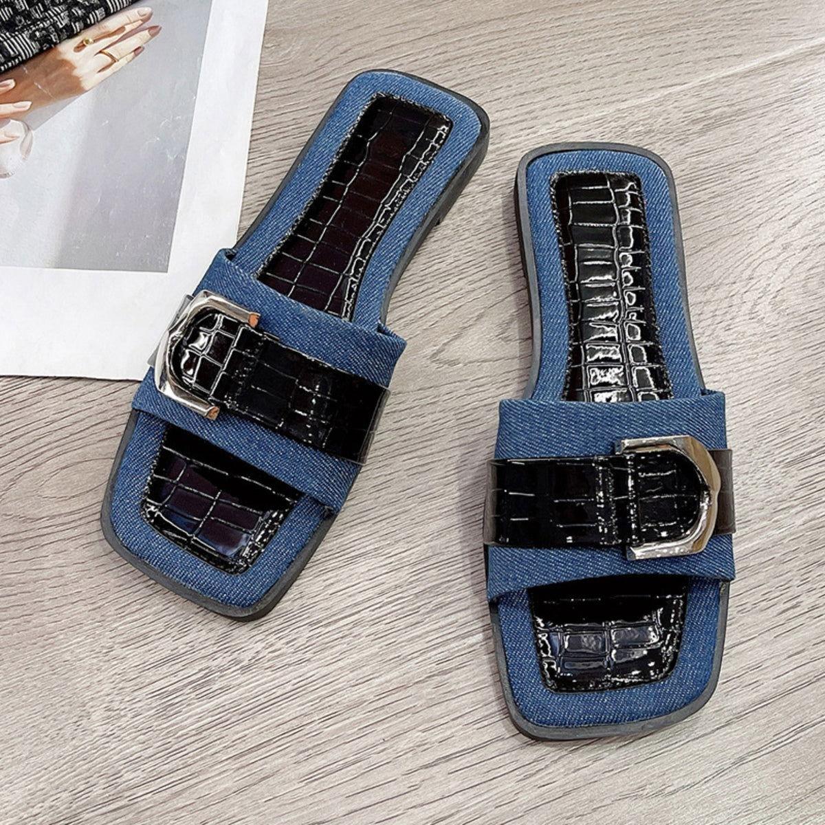 Buckle Trim Open Toe Sandals - Clothes For Her Online Store
