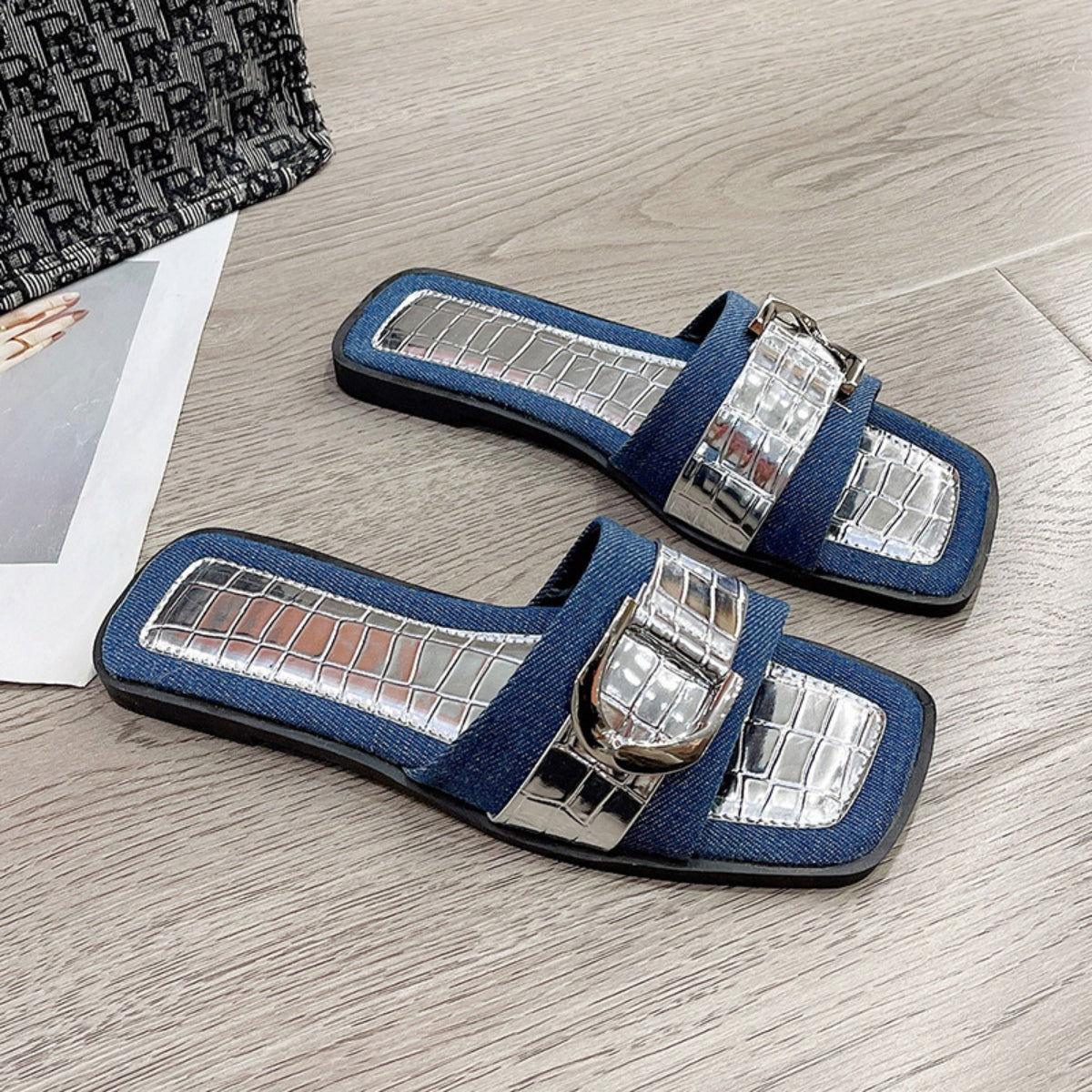 Buckle Trim Open Toe Sandals - Clothes For Her Online Store