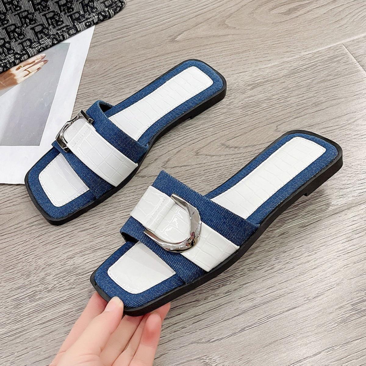 Buckle Trim Open Toe Sandals - Clothes For Her Online Store