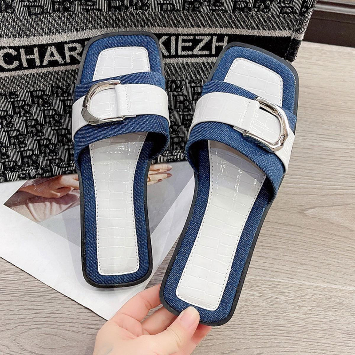 Buckle Trim Open Toe Sandals - Clothes For Her Online Store