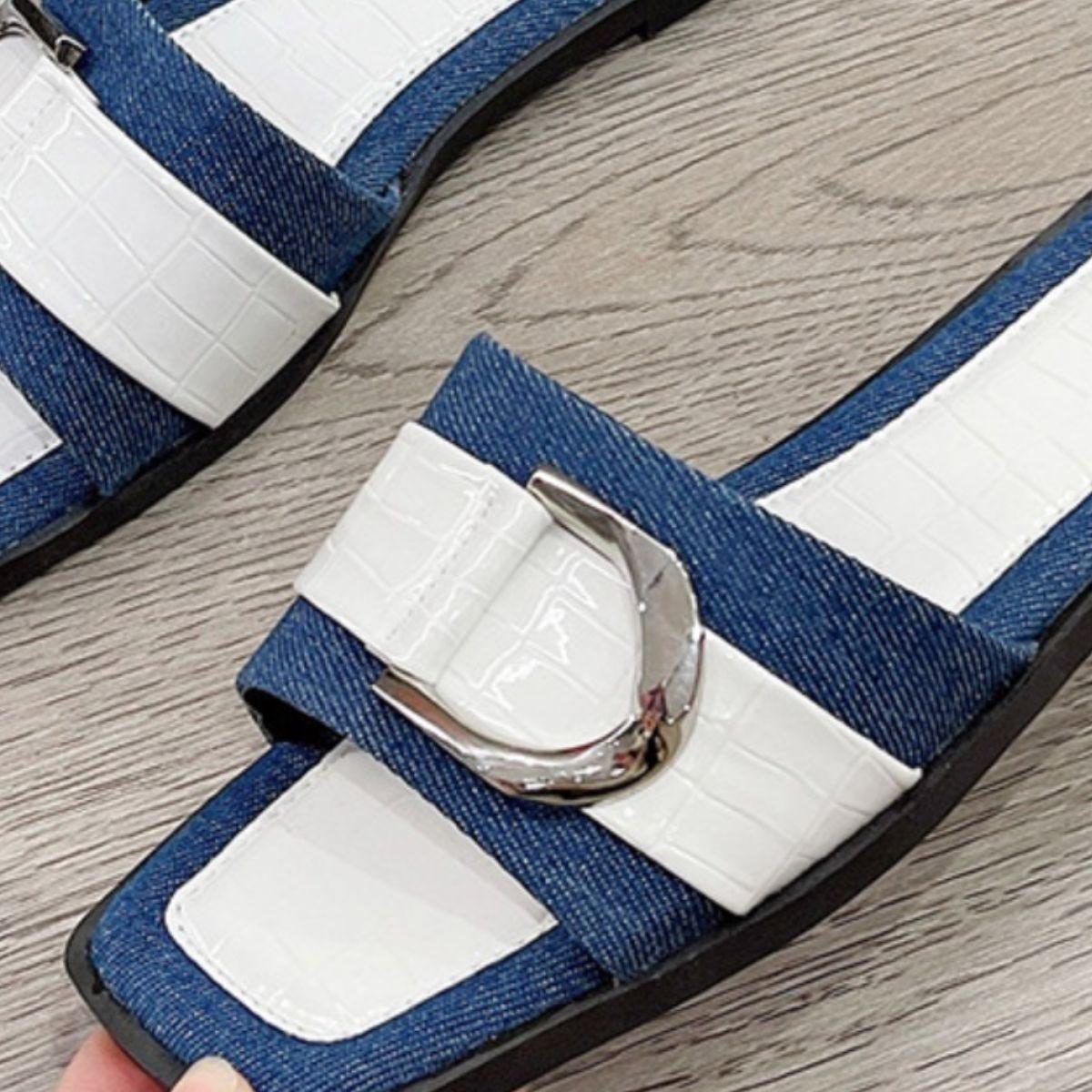 Buckle Trim Open Toe Sandals - Clothes For Her Online Store