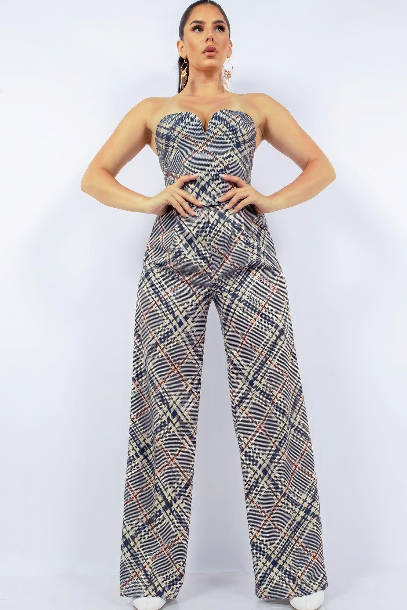 Bustier Top & Wide Pants Set - Clothes For Her Online Store