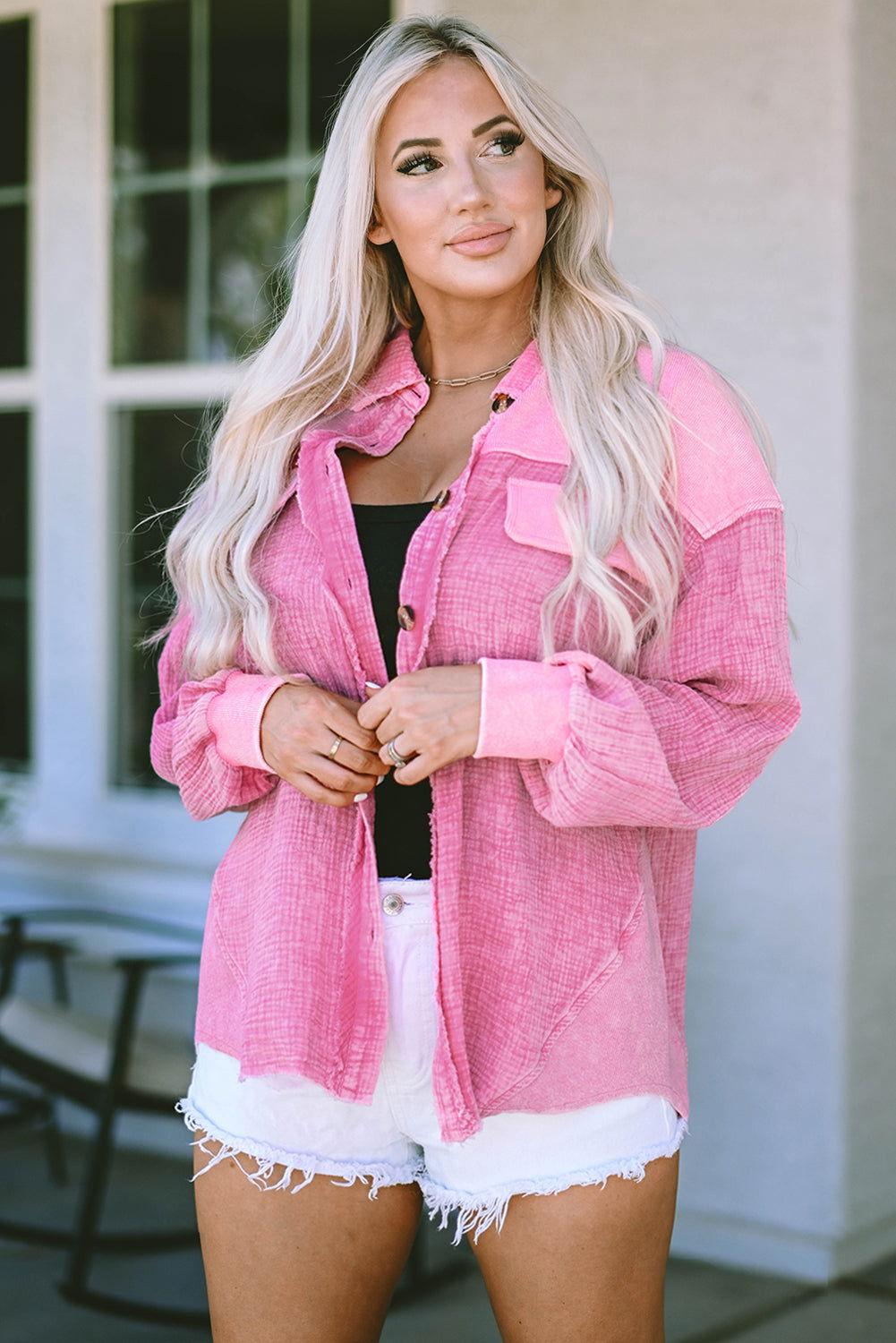 Button Down Collared Jacket - Clothes For Her Online Store