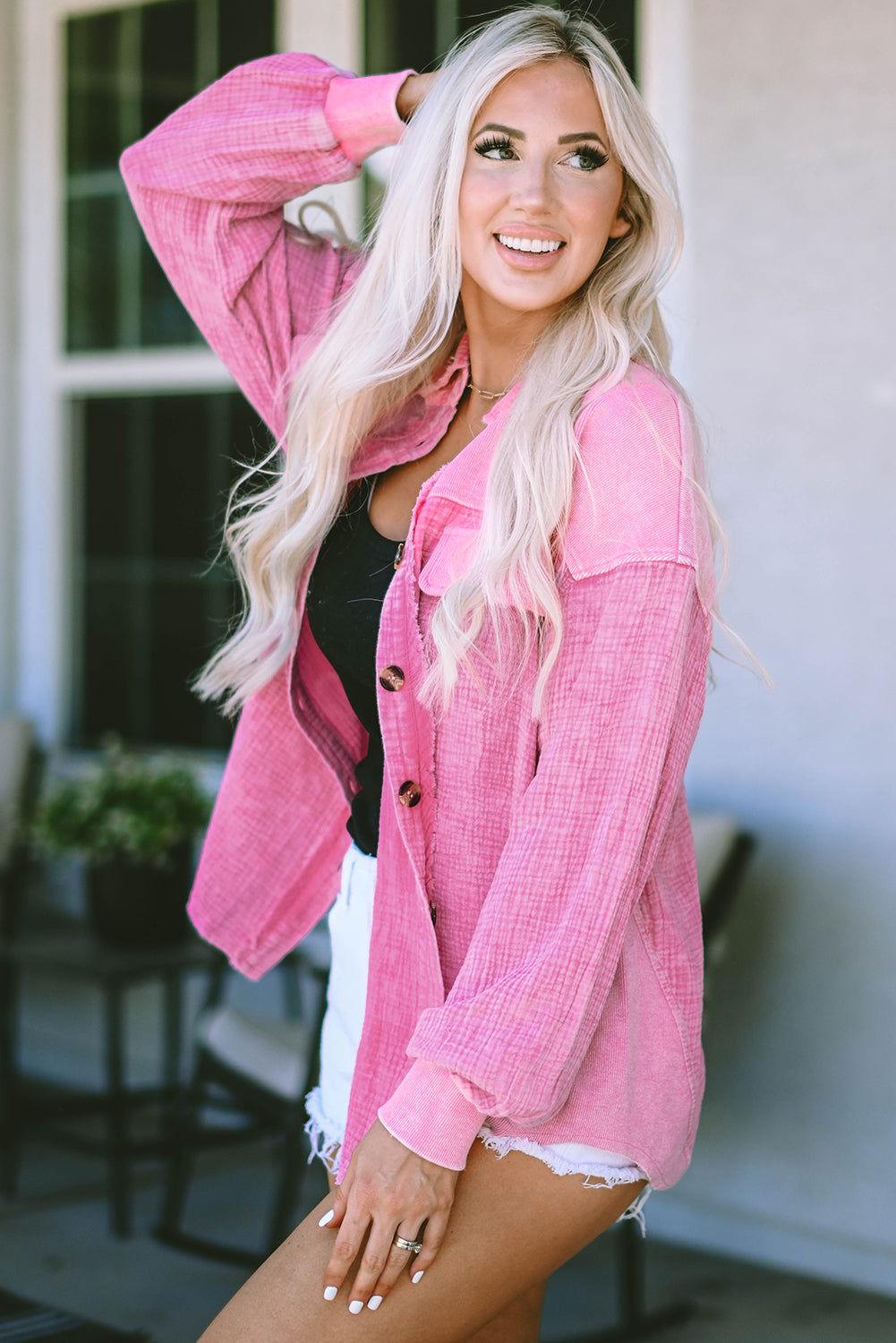 Button Down Collared Jacket - Clothes For Her Online Store