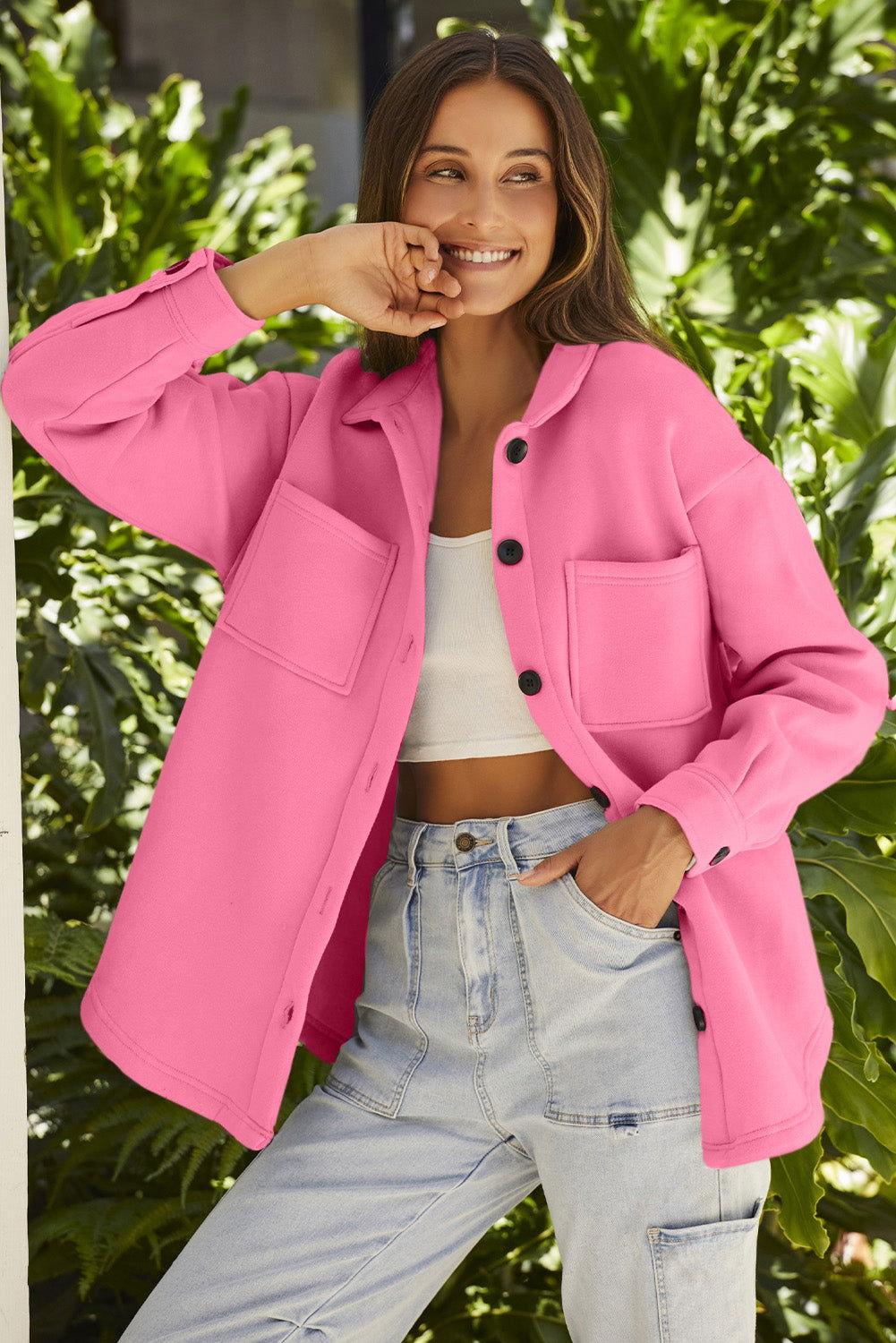 Button Down Collared Jacket - Clothes For Her Online Store