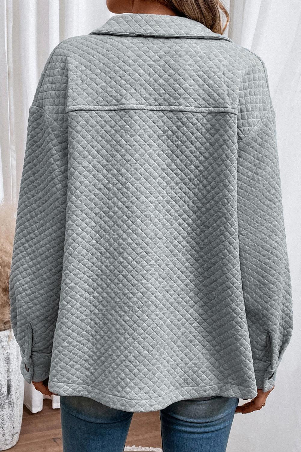 Button Down Collared Jacket - Clothes For Her Online Store