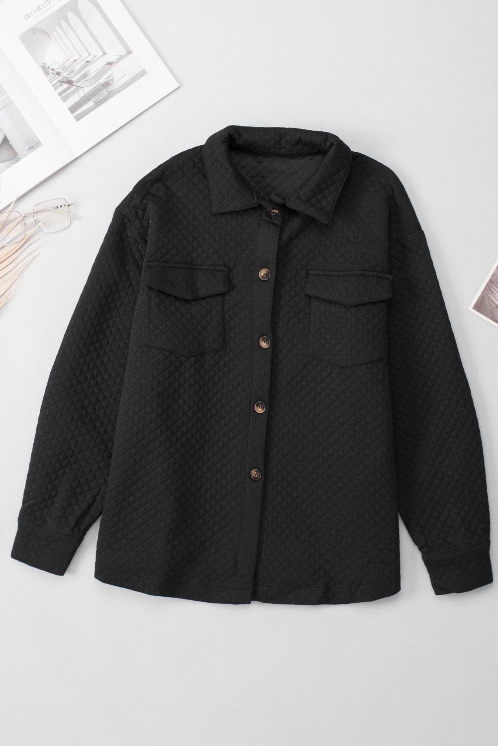 Button Down Collared Jacket - Clothes For Her Online Store
