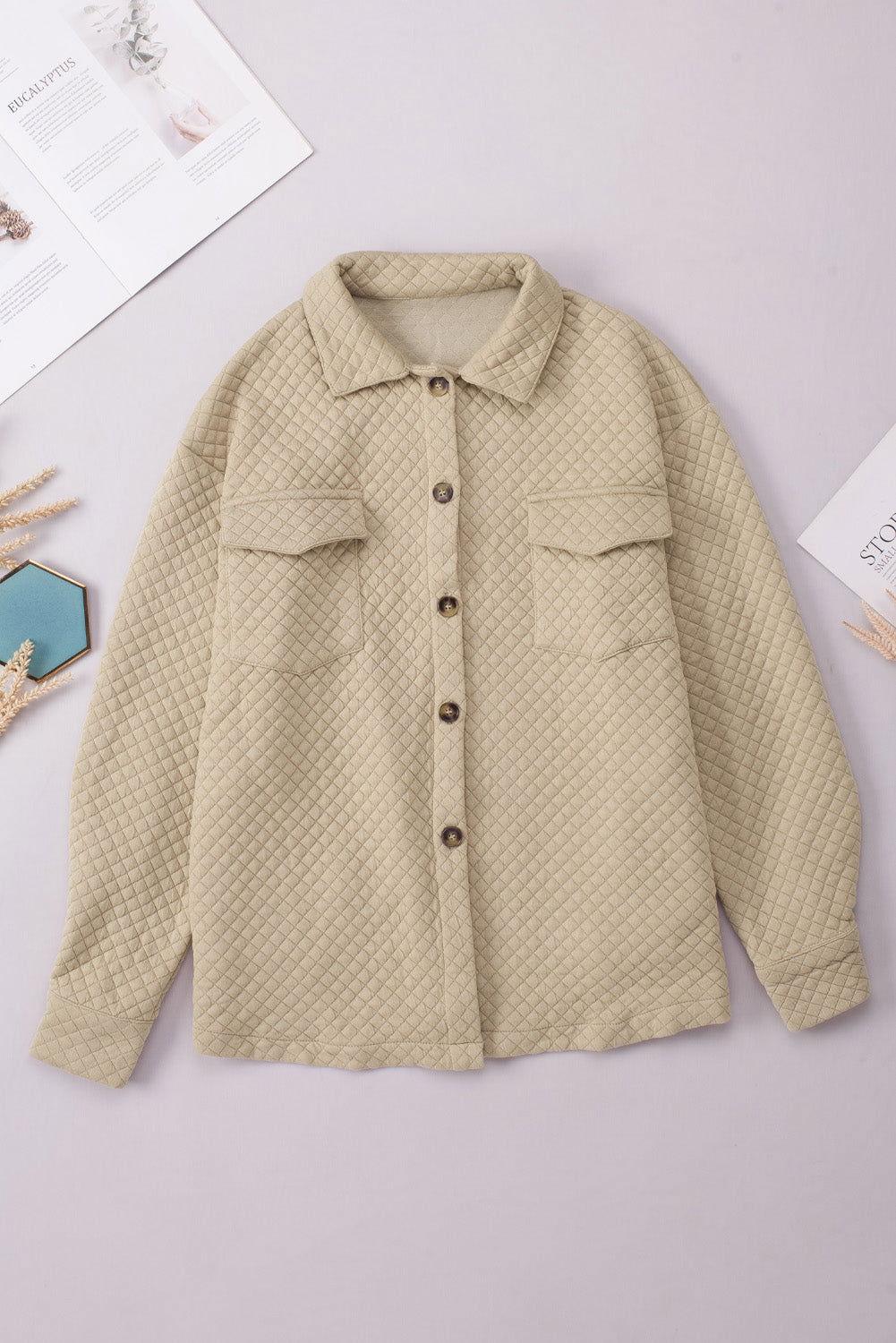 Button Down Collared Jacket - Clothes For Her Online Store