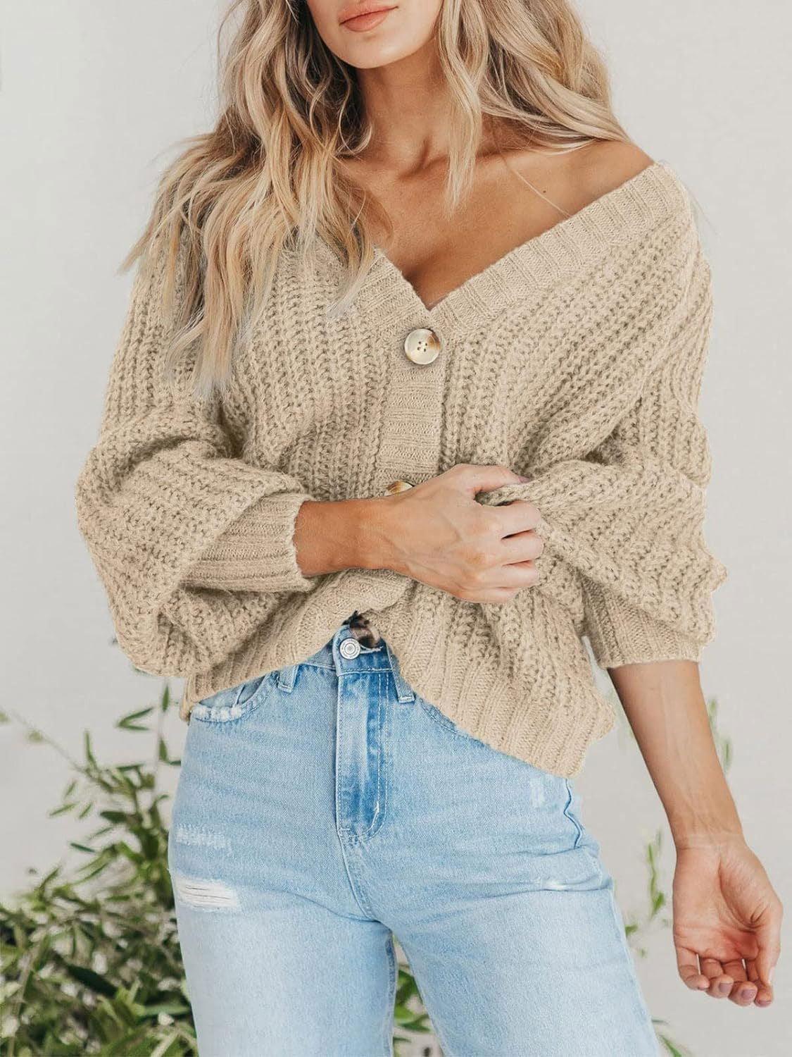 Button Up Long Sleeve Cardigan - Clothes For Her Online Store