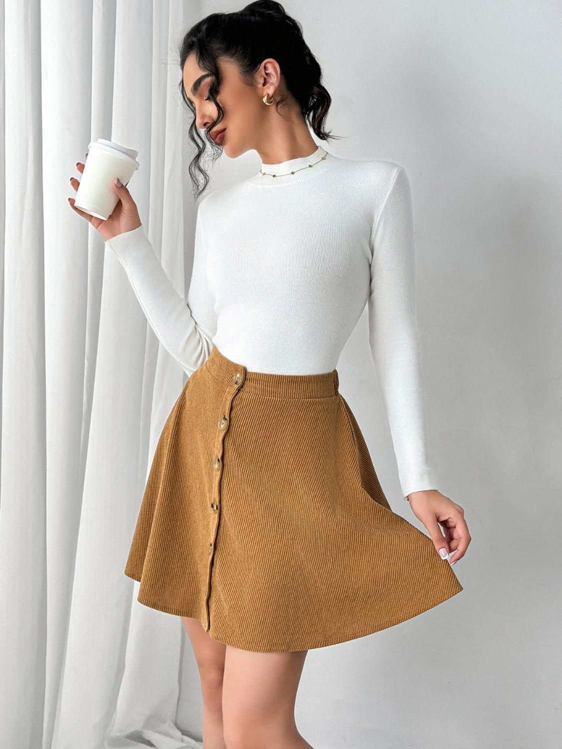 Buttoned Mini Skirt - Clothes For Her Online Store