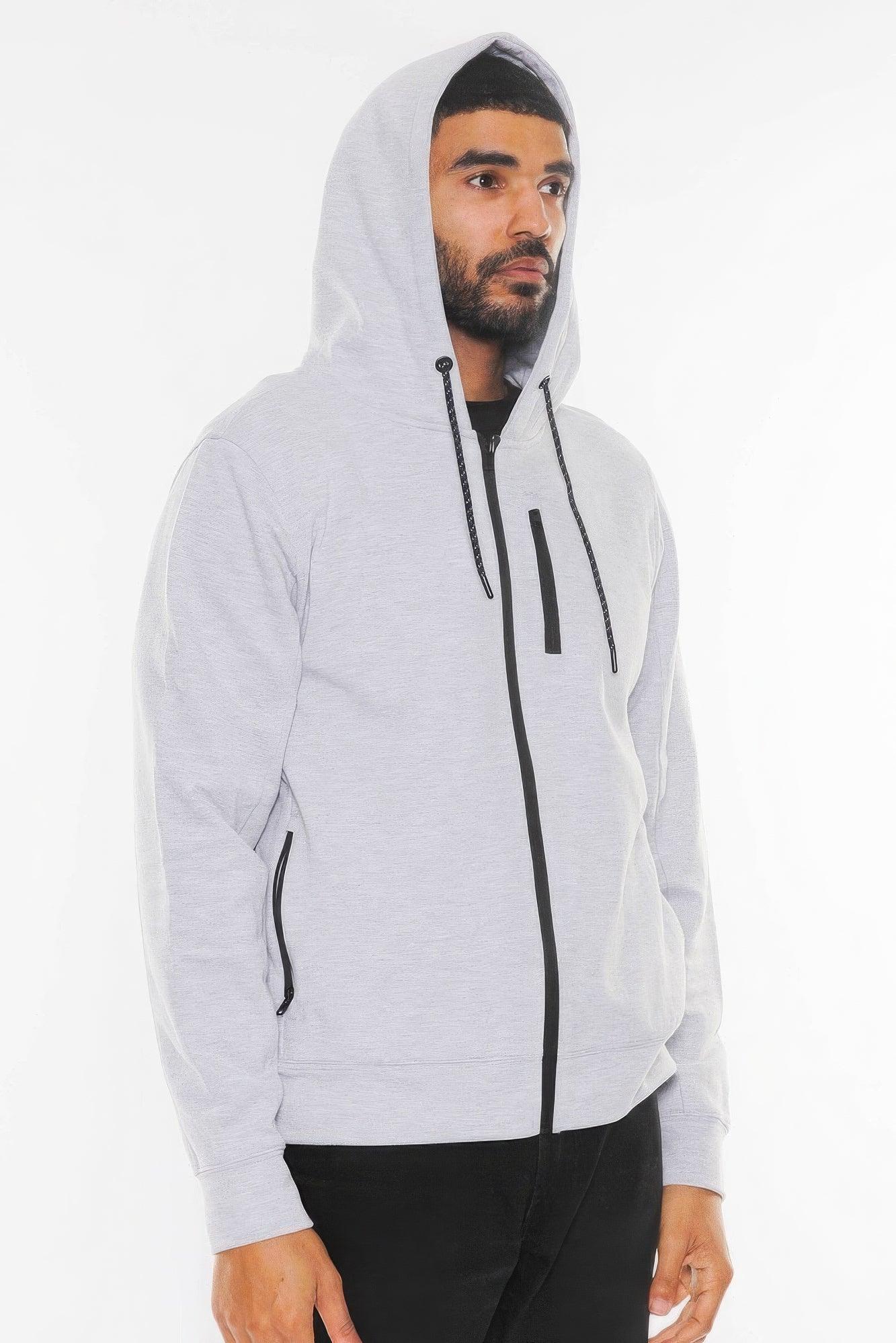 Solid Heathered Zip Up Jacket - Clothes For Her Online Store