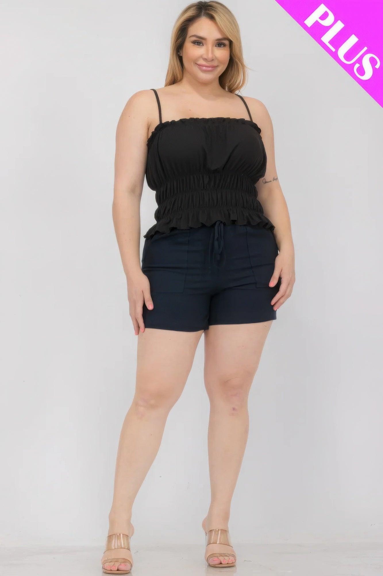 Plus Size Tiered Shirred Body Crop Top - Clothes For Her Online Store