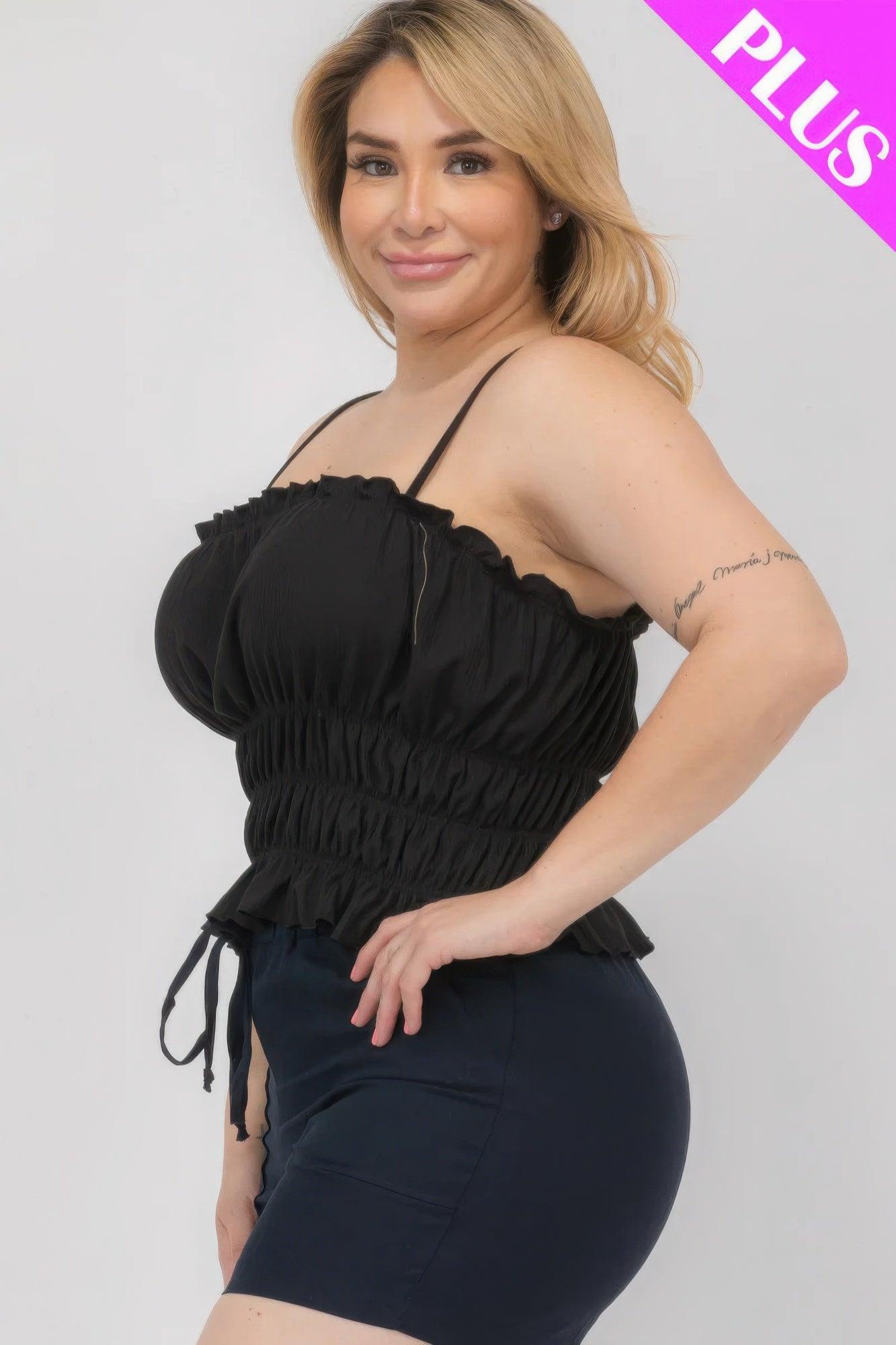 Plus Size Tiered Shirred Body Crop Top - Clothes For Her Online Store