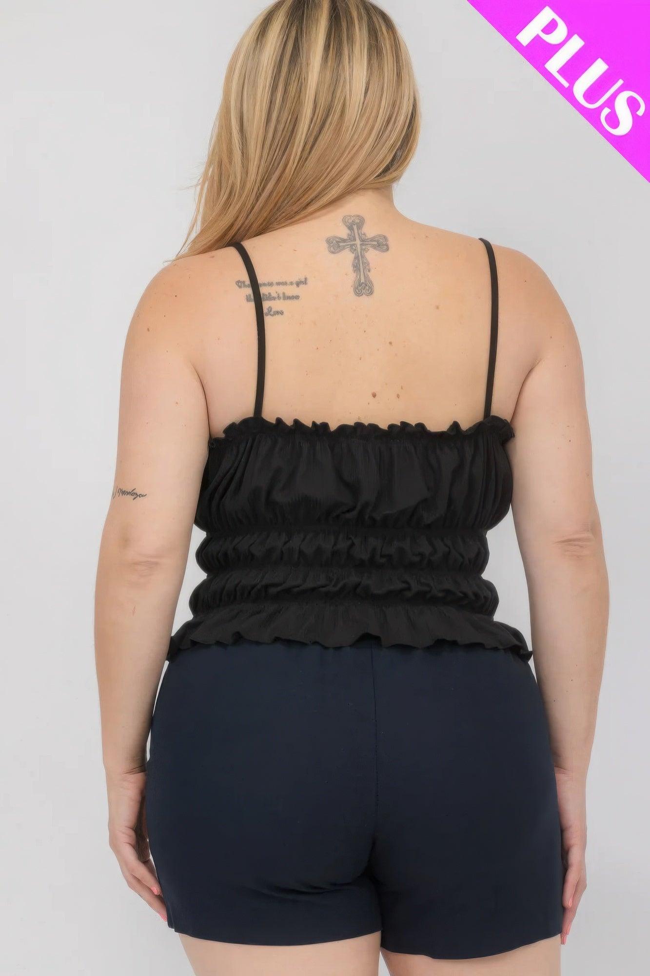 Plus Size Tiered Shirred Body Crop Top - Clothes For Her Online Store