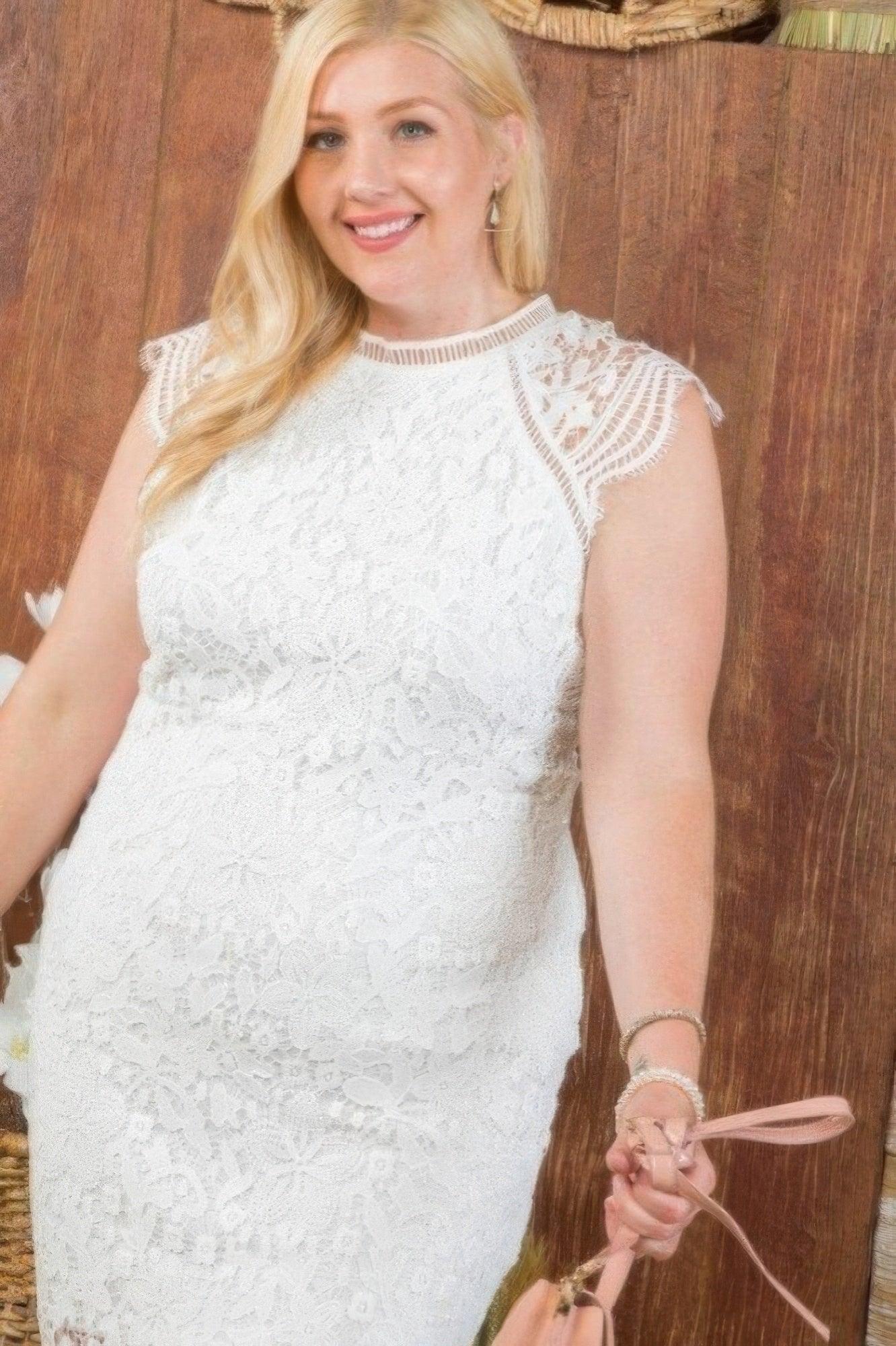 Lace Crochet Mini Raglan Dress With Zipper Back - Clothes For Her Online Store