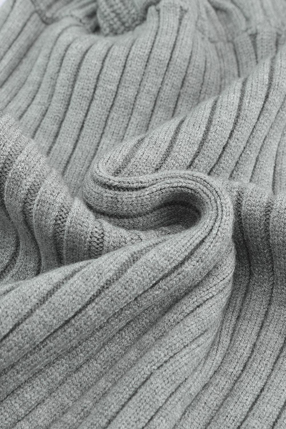 Cable-Knit Surplice Lantern Sleeve Sweater Dress - Clothes For Her Online Store