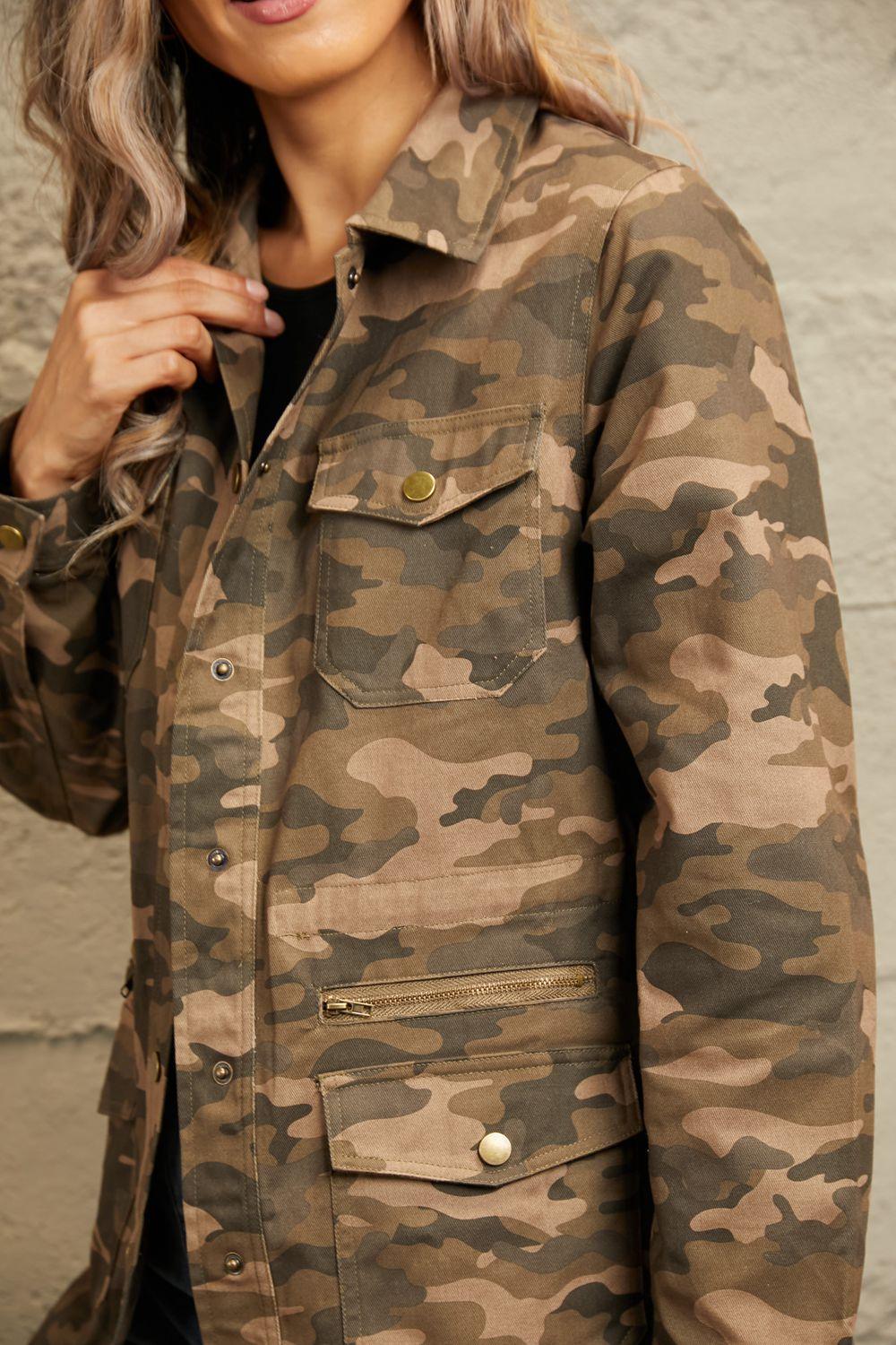 Camouflage Snap Down Jacket - Clothes For Her Online Store