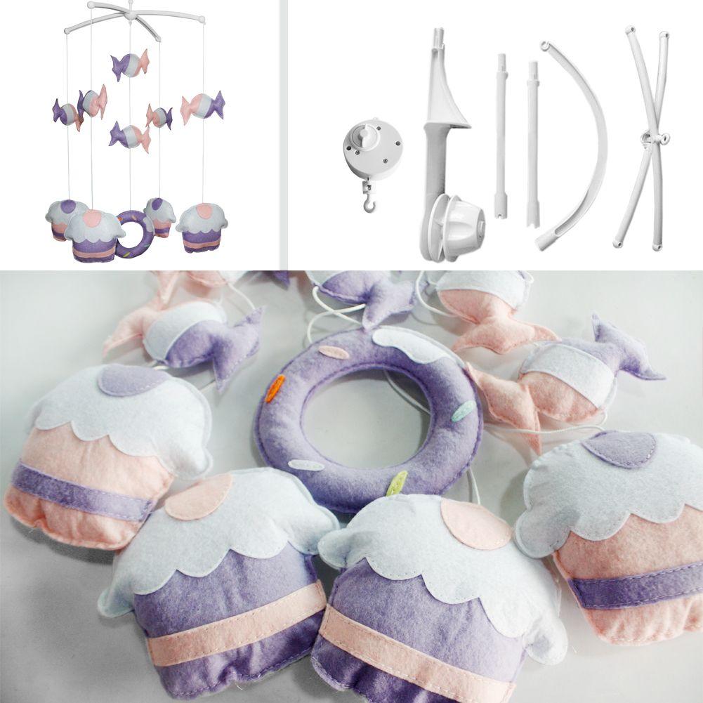 Candy Cupcake Baby Crib Mobile for Boys Girls Baby Shower Gift Set Hanging Decoration Toy Newborn; Pink Purple - Clothes For Her Online Store