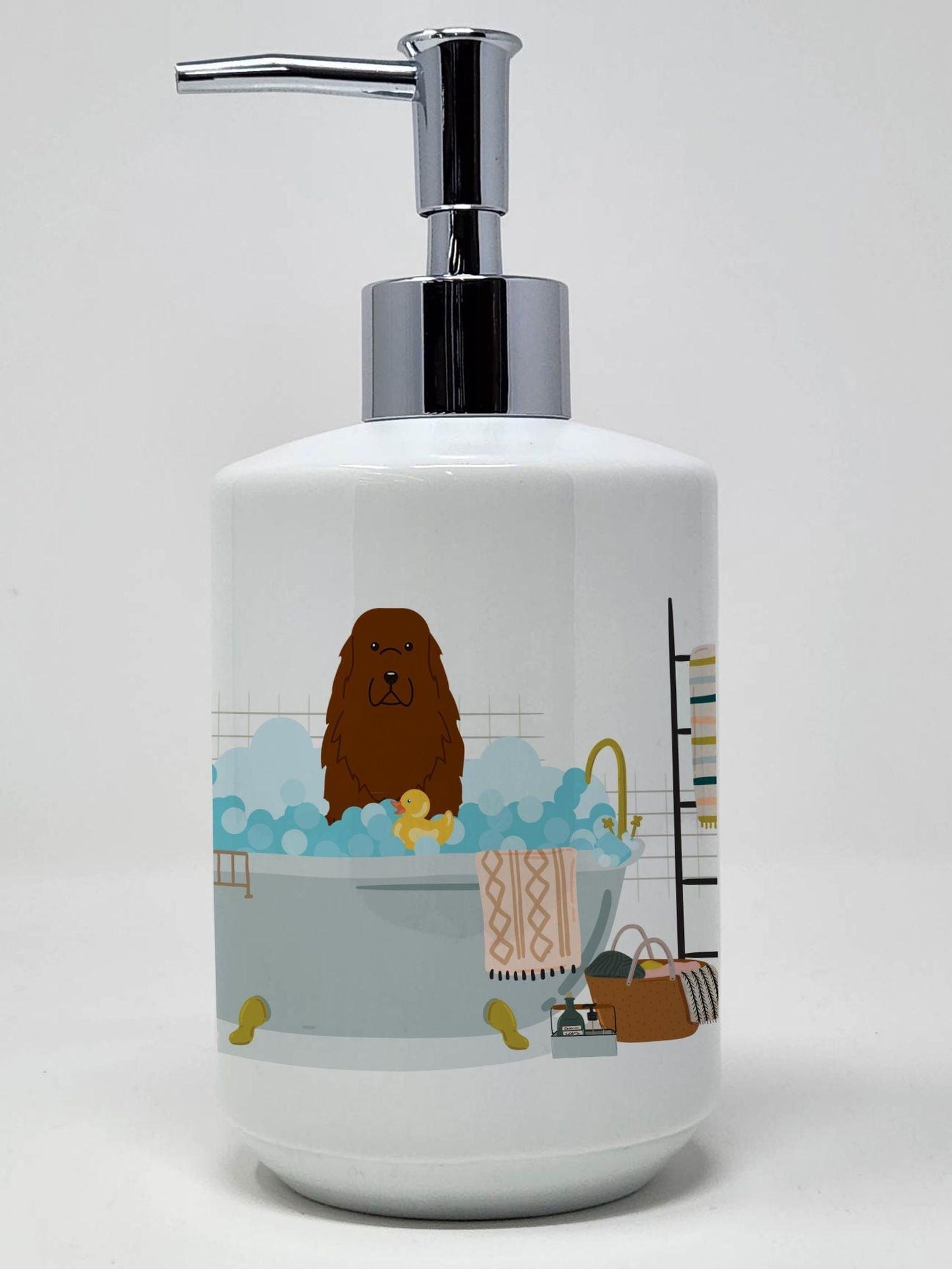 Caucasian Shepherd Dog in Bathtub Ceramic Soap Dispenser Hand Soap Dispenser Pump Bottles for Bathroom Kitchen, Empty Refillable Liquid Soap Container - Clothes For Her Online Store