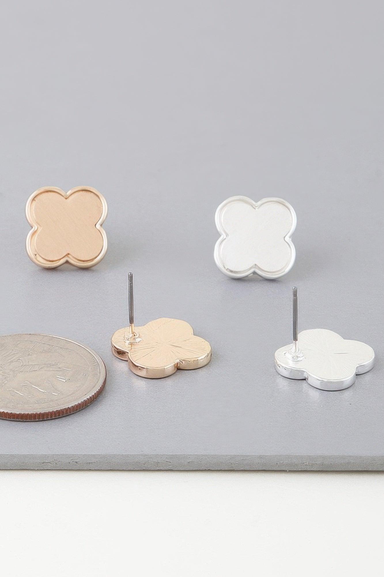 Classic Gold Clover Stud Earrings - Clothes For Her Online Store